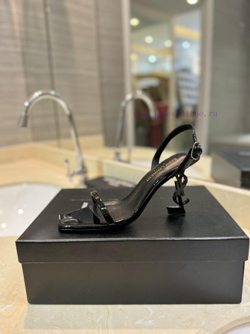 SAINT LAURENT YSL letter metal buckle baked paint YSL letter and high-heeled sandals color lsz1zegd9 - Image 5