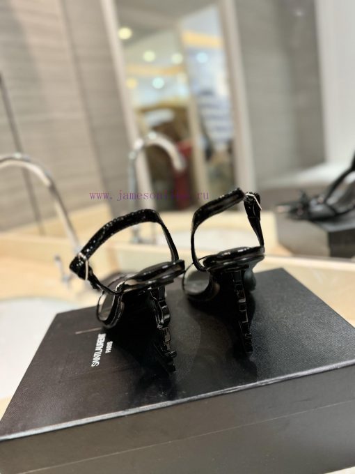 SAINT LAURENT YSL letter metal buckle baked paint YSL letter and high-heeled sandals color lsz1zegd9 - Image 10