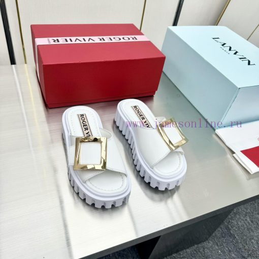 𝐑𝐨𝐠𝐞𝐫𝐕𝐢𝐯𝐢 * 2024 Spring/Summer New RV Women's Shoes Viv 'Go Stick Metal Buckle Leather Mulleptiqxvbs - Image 3
