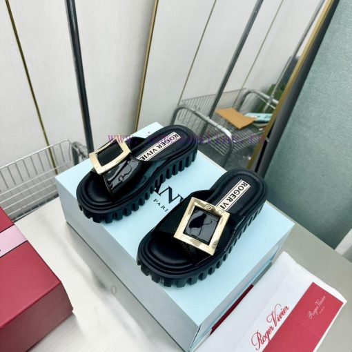 𝐑𝐨𝐠𝐞𝐫𝐕𝐢𝐯𝐢 * 2024 Spring/Summer New RV Women's Shoes Viv 'Go Stick Metal Buckle Leather Mulle810pci5z - Image 5