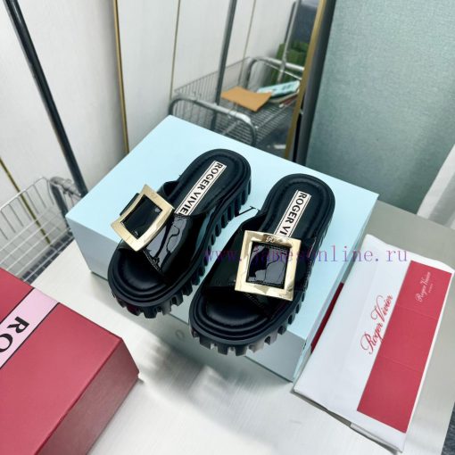𝐑𝐨𝐠𝐞𝐫𝐕𝐢𝐯𝐢 * 2024 Spring/Summer New RV Women's Shoes Viv 'Go Stick Metal Buckle Leather Mulle810pci5z - Image 6