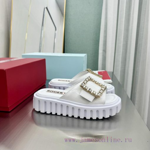 𝐑𝐨𝐠𝐞𝐫𝐕𝐢𝐯𝐢 * 2024 Spring/Summer New RV Women's Shoes Viv 'Go Stick Metal Buckle Leather Mullekygw76f6