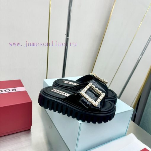 𝐑𝐨𝐠𝐞𝐫𝐕𝐢𝐯𝐢 * 2024 Spring/Summer New RV Women's Shoes Viv 'Go Stick Metal Buckle Leather Mulle9qb6ob40 - Image 9