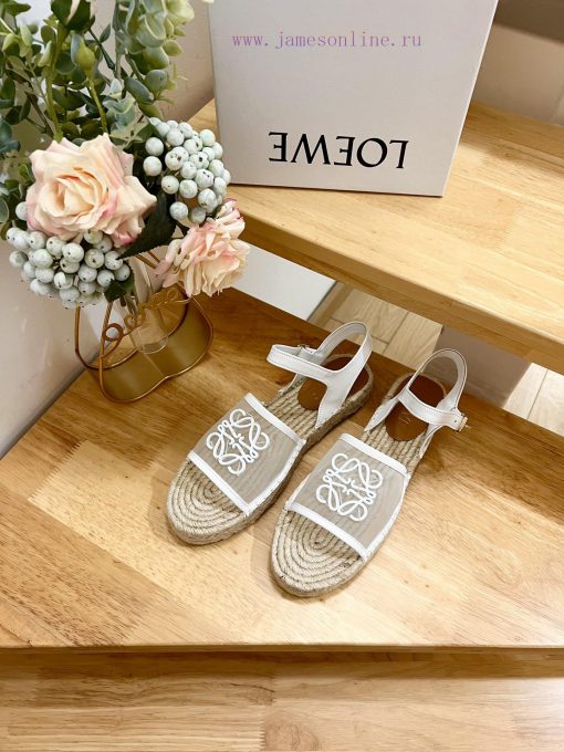 Brand LoeweLOEWE thick soled mesh slippers, fishing shoes for women, canvas and cowhide leathofyk53w - Image 4
