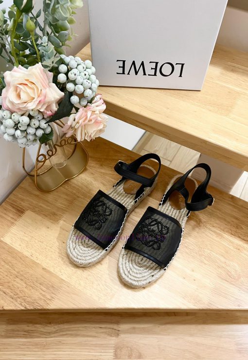 Brand LoeweLOEWE thick soled mesh slippers, fishing shoes for women, canvas and cowhide leatpwzvjp3p - Image 4