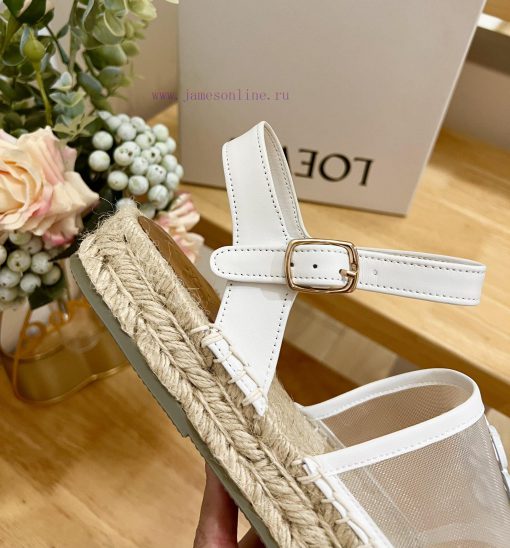 Brand LoeweLOEWE thick soled mesh slippers, fishing shoes for women, canvas and cowhide leathofyk53w - Image 10