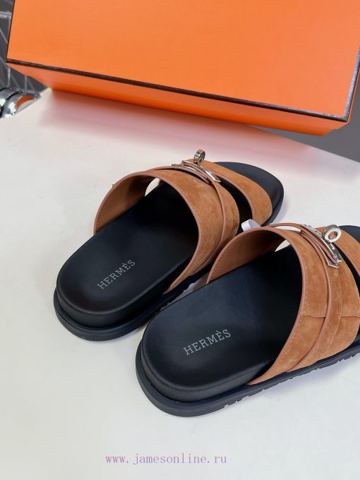 Male 10 Η ERMES Hermes Spring/Summer Classic Couple's Second Uncle Slippers Chypre Ugly Cutekhlwfa3c - Image 8