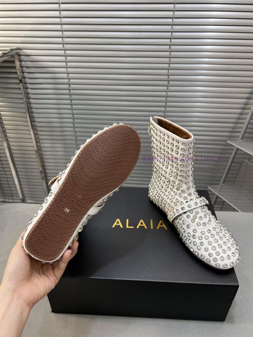 Alaia runway style flat bottomed rhinestone studded short boots 🩰A super popular and dazzlinw3nasvzo - Image 10