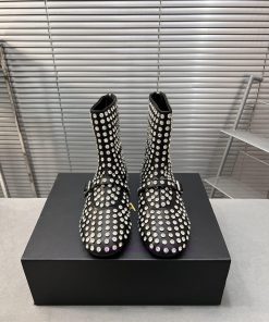 Alaia runway style flat bottomed rhinestone studded short boots 🩰A super popular and dazzlin3h9x9lno