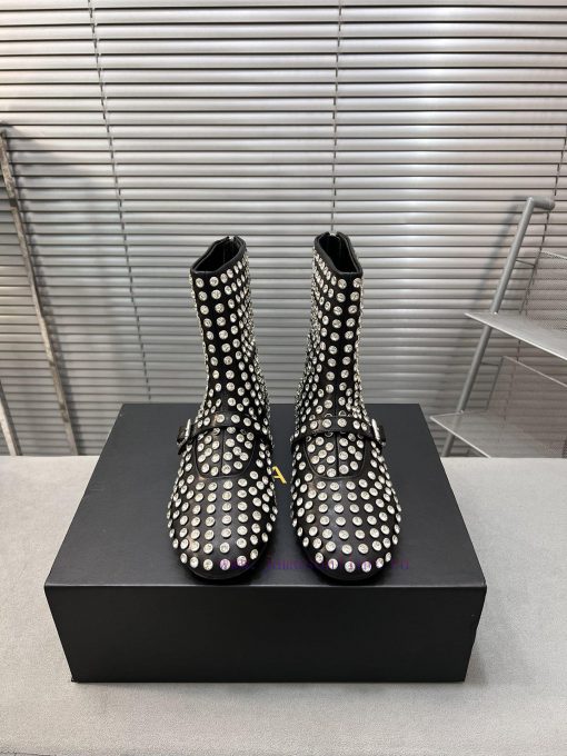 Alaia runway style flat bottomed rhinestone studded short boots 🩰A super popular and dazzlin3h9x9lno