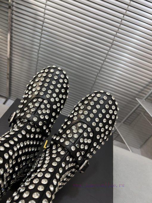 Alaia runway style flat bottomed rhinestone studded short boots 🩰A super popular and dazzlin3h9x9lno - Image 6