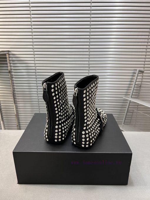 Alaia runway style flat bottomed rhinestone studded short boots 🩰A super popular and dazzlin3h9x9lno - Image 9