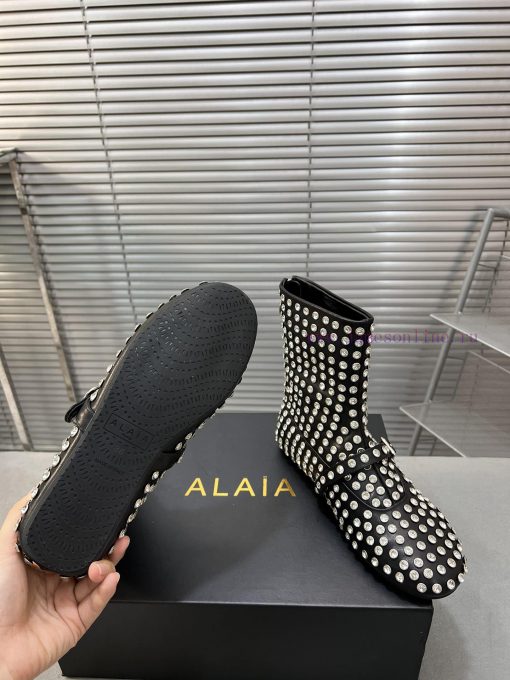 Alaia runway style flat bottomed rhinestone studded short boots 🩰A super popular and dazzlin3h9x9lno - Image 10