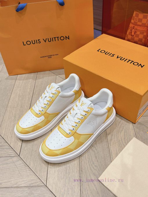 LV new white shoes men's checkerboard seriesGrid color blocked pure cowhide 3D printed breat2eec5xy7 - Image 2