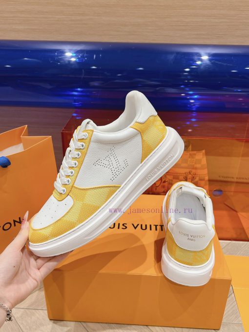 LV new white shoes men's checkerboard seriesGrid color blocked pure cowhide 3D printed breat2eec5xy7 - Image 6