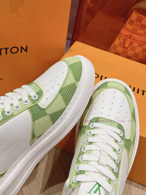 LV new white shoes men's checkerboard seriesGrid color blocked pure cowhide 3D printed breatgzrzocn3 - Image 9