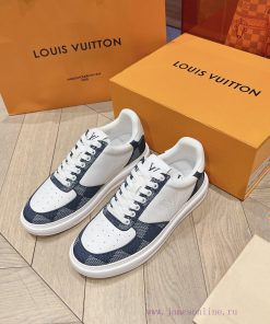LV new white shoes men's checkerboard seriesGrid color blocked pure cowhide 3D printed breat8pdvskpg