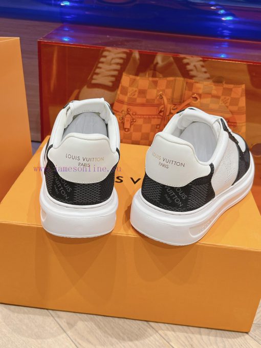 LV new white shoes men's checkerboard seriesGrid color blocked pure cowhide 3D printed breatxewqsk1b - Image 9