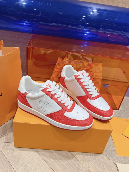 LV new white shoes men's letter seriesAlphabet color blocked pure cowhide 3D printed breathagsy7zn5y - Image 4