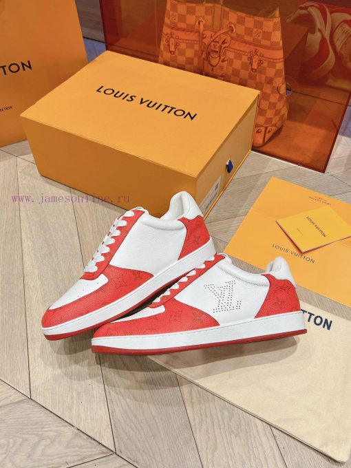 LV new white shoes men's letter seriesAlphabet color blocked pure cowhide 3D printed breathagsy7zn5y - Image 5
