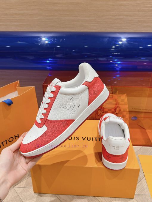 LV new white shoes men's letter seriesAlphabet color blocked pure cowhide 3D printed breathagsy7zn5y - Image 6