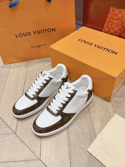 LV new white shoes men's letter seriesAlphabet color blocked pure cowhide 3D printed breathael1x8e8p