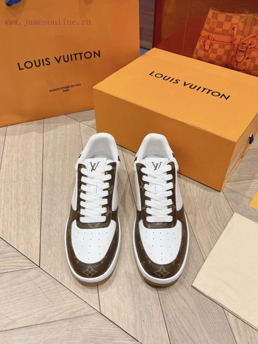 LV new white shoes men's letter seriesAlphabet color blocked pure cowhide 3D printed breathael1x8e8p - Image 3