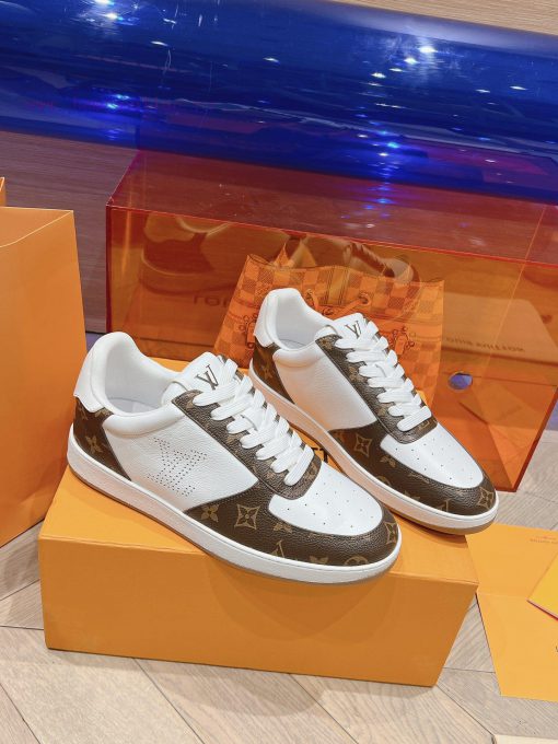 LV new white shoes men's letter seriesAlphabet color blocked pure cowhide 3D printed breathael1x8e8p - Image 4
