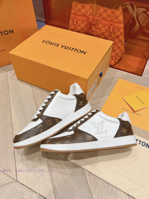 LV new white shoes men's letter seriesAlphabet color blocked pure cowhide 3D printed breathael1x8e8p - Image 5