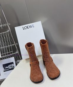 LOEWE 24ss autumn and winter new style square heel thick soled women's boots, foot pedaling mb9lv89y