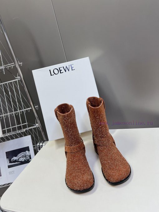 LOEWE 24ss autumn and winter new style square heel thick soled women's boots, foot pedaling mb9lv89y - Image 2