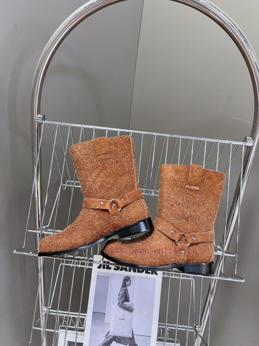 LOEWE 24ss autumn and winter new style square heel thick soled women's boots, foot pedaling mb9lv89y - Image 4