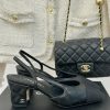 Chanel | Chanel Classic Sling BackColor blocked diamond grid thick heel empty sandalsAlthougf31f8jk9