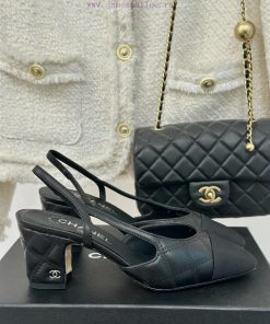 Chanel | Chanel Classic Sling BackColor blocked diamond grid thick heel empty sandalsAlthougf31f8jk9