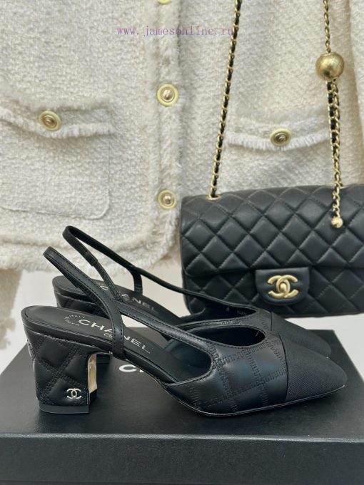 Chanel | Chanel Classic Sling BackColor blocked diamond grid thick heel empty sandalsAlthougf31f8jk9
