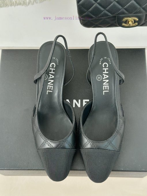 Chanel | Chanel Classic Sling BackColor blocked diamond grid thick heel empty sandalsAlthougf31f8jk9 - Image 5