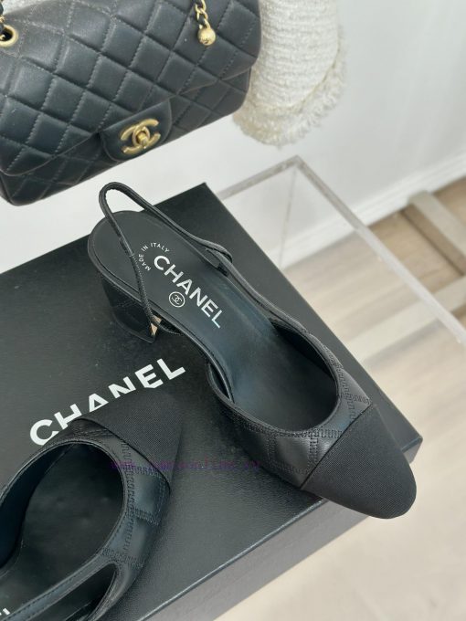 Chanel | Chanel Classic Sling BackColor blocked diamond grid thick heel empty sandalsAlthougf31f8jk9 - Image 6