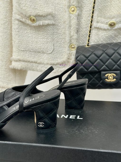 Chanel | Chanel Classic Sling BackColor blocked diamond grid thick heel empty sandalsAlthougf31f8jk9 - Image 7