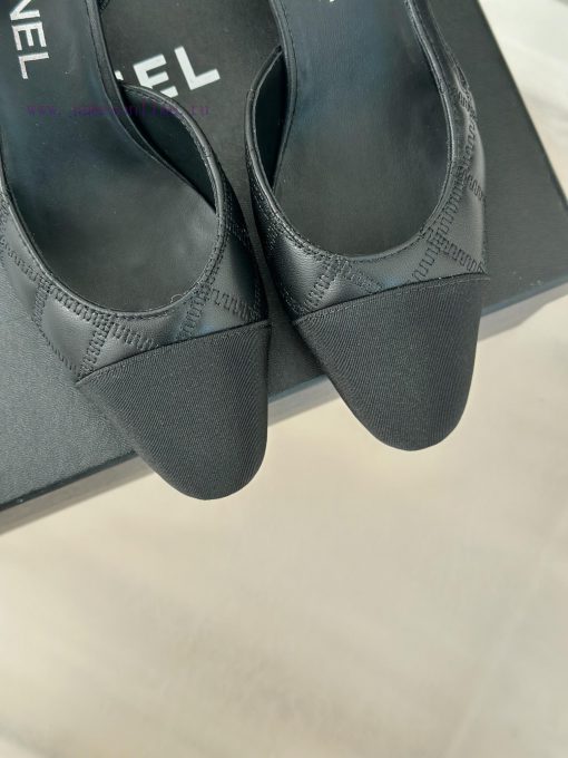 Chanel | Chanel Classic Sling BackColor blocked diamond grid thick heel empty sandalsAlthougf31f8jk9 - Image 8