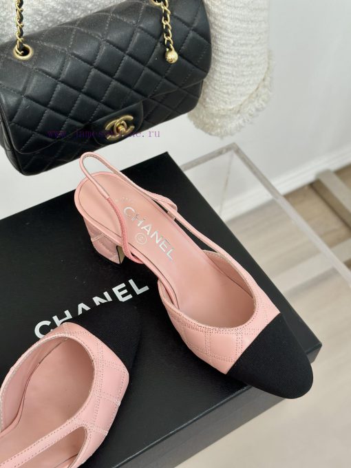 Chanel | Chanel Classic Sling BackColor blocked diamond grid thick heel empty sandalsAlthougyr8v05wo - Image 6