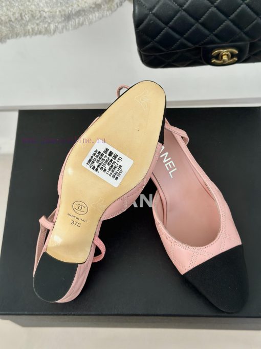 Chanel | Chanel Classic Sling BackColor blocked diamond grid thick heel empty sandalsAlthougyr8v05wo - Image 10