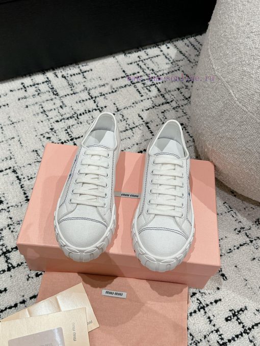 Miu Miu | Miu Miu 24/Autumn/Winter New Canvas British Style Strap Thick Bottom Casual ShoesTnjz44ci2