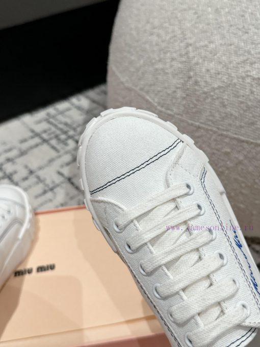 Miu Miu | Miu Miu 24/Autumn/Winter New Canvas British Style Strap Thick Bottom Casual ShoesTnjz44ci2 - Image 7