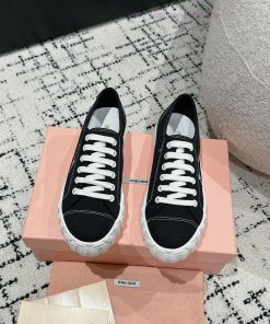 Miu Miu | Miu Miu 24/Autumn/Winter New Canvas British Style Strap Thick Bottom Casual ShoesT16dysyui