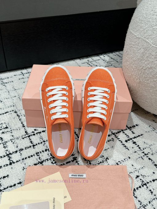 Miu Miu | Miu Miu 24/Autumn/Winter New Canvas British Style Strap Thick Bottom Casual Shoes6yo7wf8o - Image 5