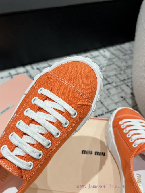 Miu Miu | Miu Miu 24/Autumn/Winter New Canvas British Style Strap Thick Bottom Casual Shoes6yo7wf8o - Image 7