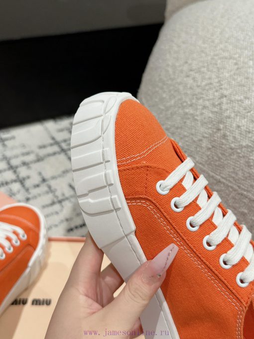 Miu Miu | Miu Miu 24/Autumn/Winter New Canvas British Style Strap Thick Bottom Casual Shoes6yo7wf8o - Image 9