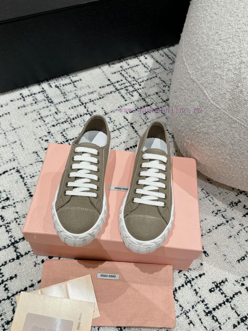 Miu Miu | Miu Miu 24/Autumn/Winter New Canvas British Style Strap Thick Bottom Casual ShoesTtd514adx - Image 2