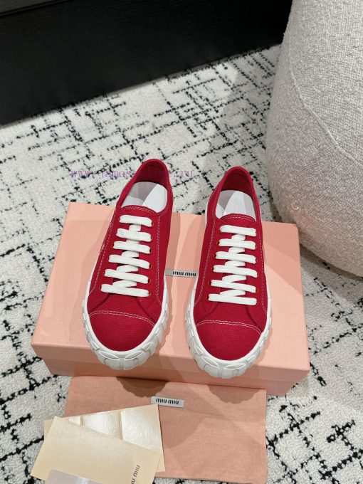 Miu Miu | Miu Miu 24/Autumn/Winter New Canvas British Style Strap Thick Bottom Casual ShoesT2i36565y