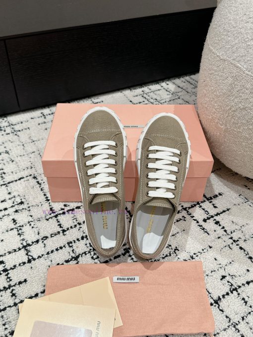 Miu Miu | Miu Miu 24/Autumn/Winter New Canvas British Style Strap Thick Bottom Casual ShoesTtd514adx - Image 5